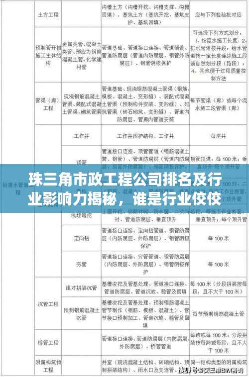 珠三角市政工程公司排名及行业影响力揭秘,谁是行业佼佼者?