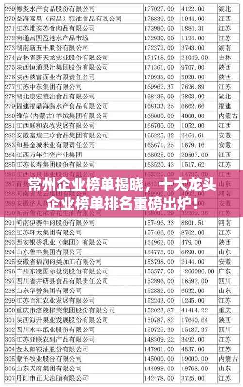 常州企业榜单揭晓,十大龙头企业榜单排名重磅出炉!